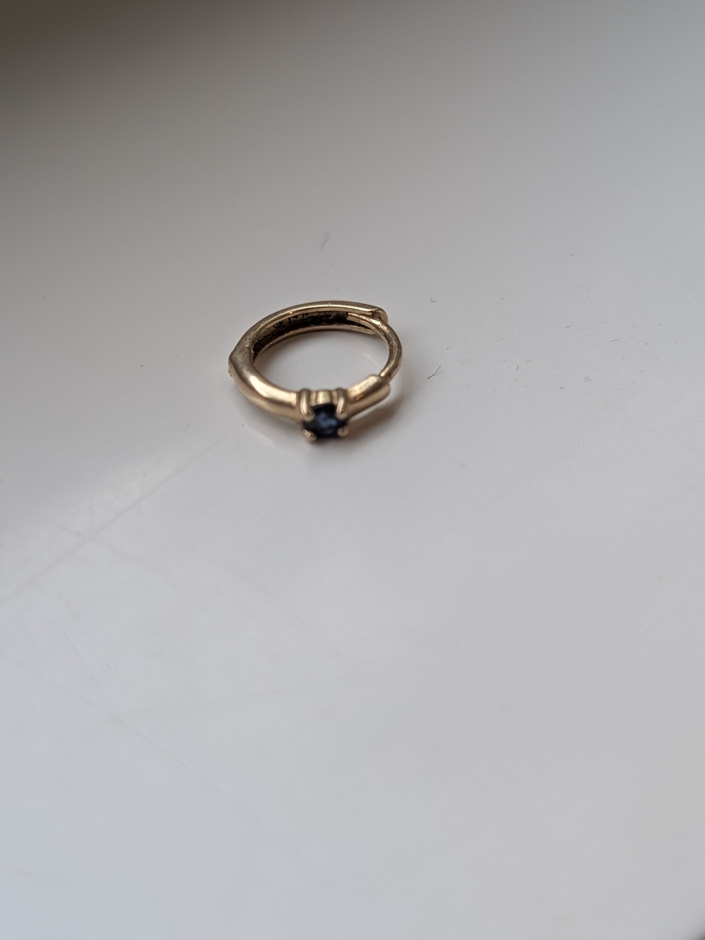 Mejuri Gold Single Huggie Hoop with Blue Saphire